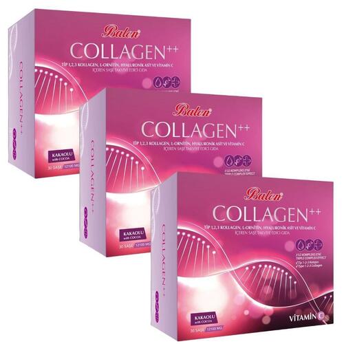 Balen Collagen Tip 1,2,3 Hyaluronik Asit 30 Şase 12100mg x 3 Adet