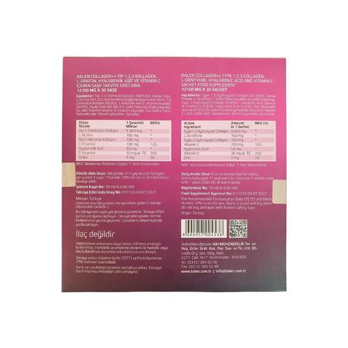 Balen Collagen Tip 1,2,3 Hyaluronik Asit 30 Şase 12100mg x 3 Adet