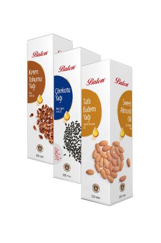 Balen 250 ml Çörekotu,Keten Tohumu,Tatlı Badem Yağları Soğuk Pres