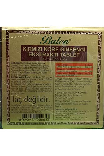 Balen Tahta Kutu Kırmızı KORE Ginseng 600 Mg 120 Tablet 3 Adet