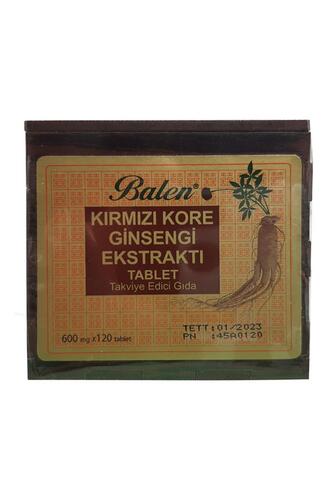 Balen Tahta Kutu Kırmızı KORE Ginseng 600 Mg 120 Tablet 2 Adet