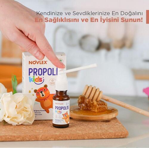 Novlex Propolis Kids Ekstrakt (Su Bazlı-Alkolsüz) Böğürtlen Aromalı Sprey & Damla Takviye Edici Gıda 20ml