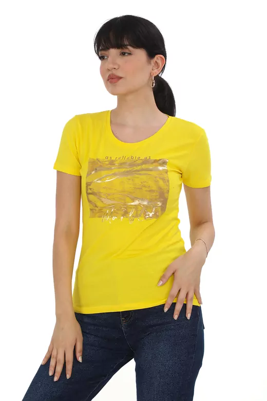 Pachie Parlak Baskılı Sarı Renk T-shirt  (PC0037)