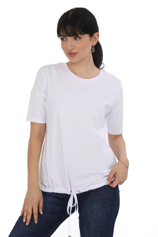 Pachie Alttan Bağcıklı Beyaz Basic T-shirt (PC0040)