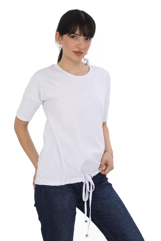 Pachie Alttan Bağcıklı Beyaz Basic T-shirt (PC0040)