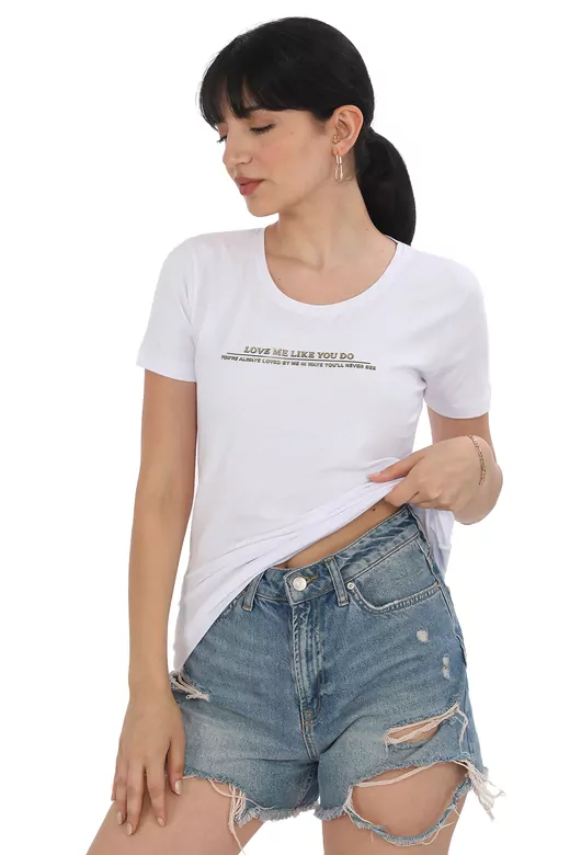 Pachie Gold Yazı Baskılı Beyaz T-shirt (PC0060)