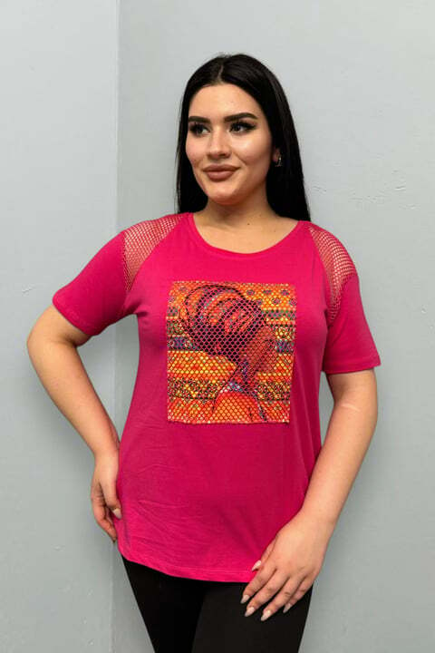 Pachie Transpan Kol Detaylı Pembe Renk shirt (PCB028)