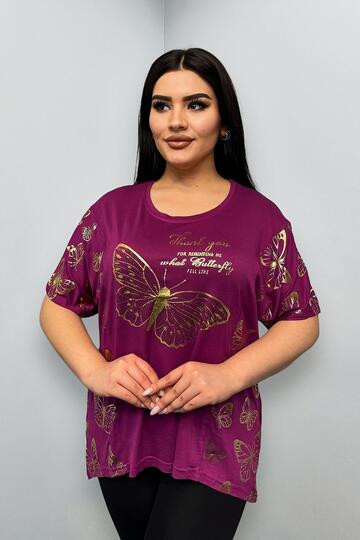 Pachie Kelebek Desenli Mürdüm Renk shirt (PCB023)