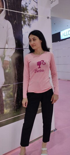 Pachie Barbie Yazılı Pembe Uzun Kollu Bluz (PCABB008)