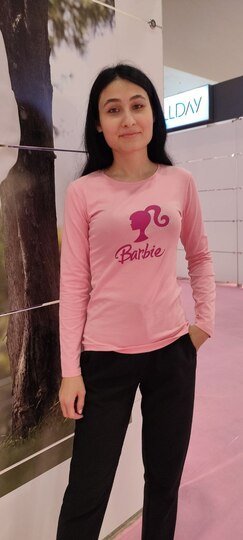 Pachie Barbie Yazılı Pembe Uzun Kollu Bluz (PCABB008)