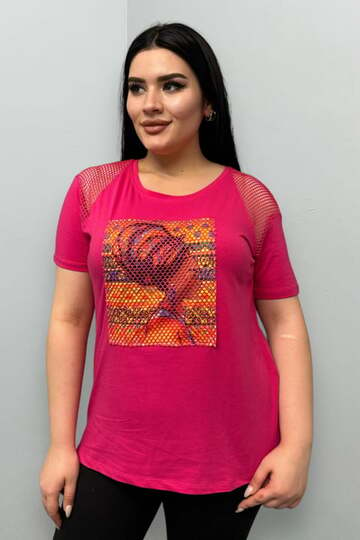 Pachie Transpan Kol Detaylı Pembe Renk shirt (PCB028)