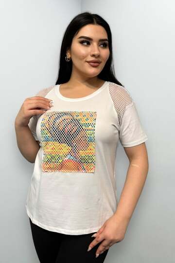 Pachie Transpan Kol Detaylı Beyaz Renk shirt (PCB030)