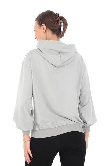 Pachie Kapüşonlu Cepli Gri Renk Sweatshirt (PCST038)