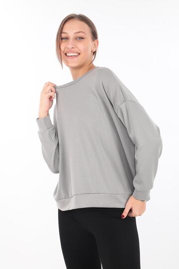 Pachie Gri Renk Kadın Sweatshirt (PCST075)