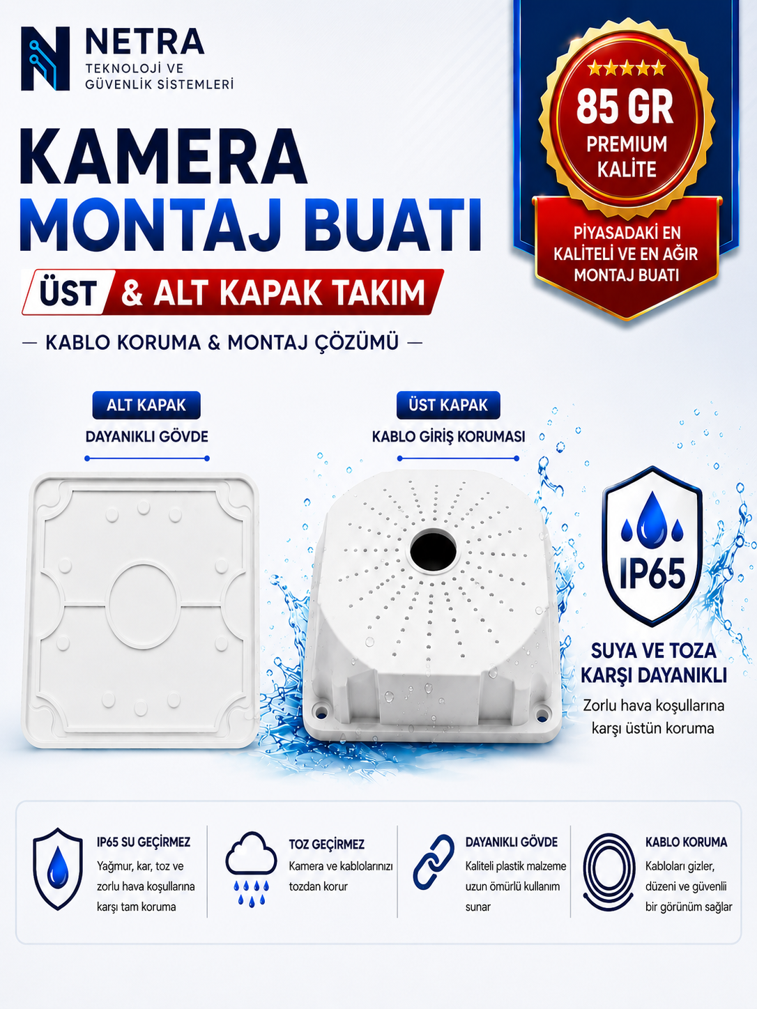 1 Adet 85GR Premium Lüks Kamera Montaj Buatı Kare Buat, Taban Dahil 10cmx10cm