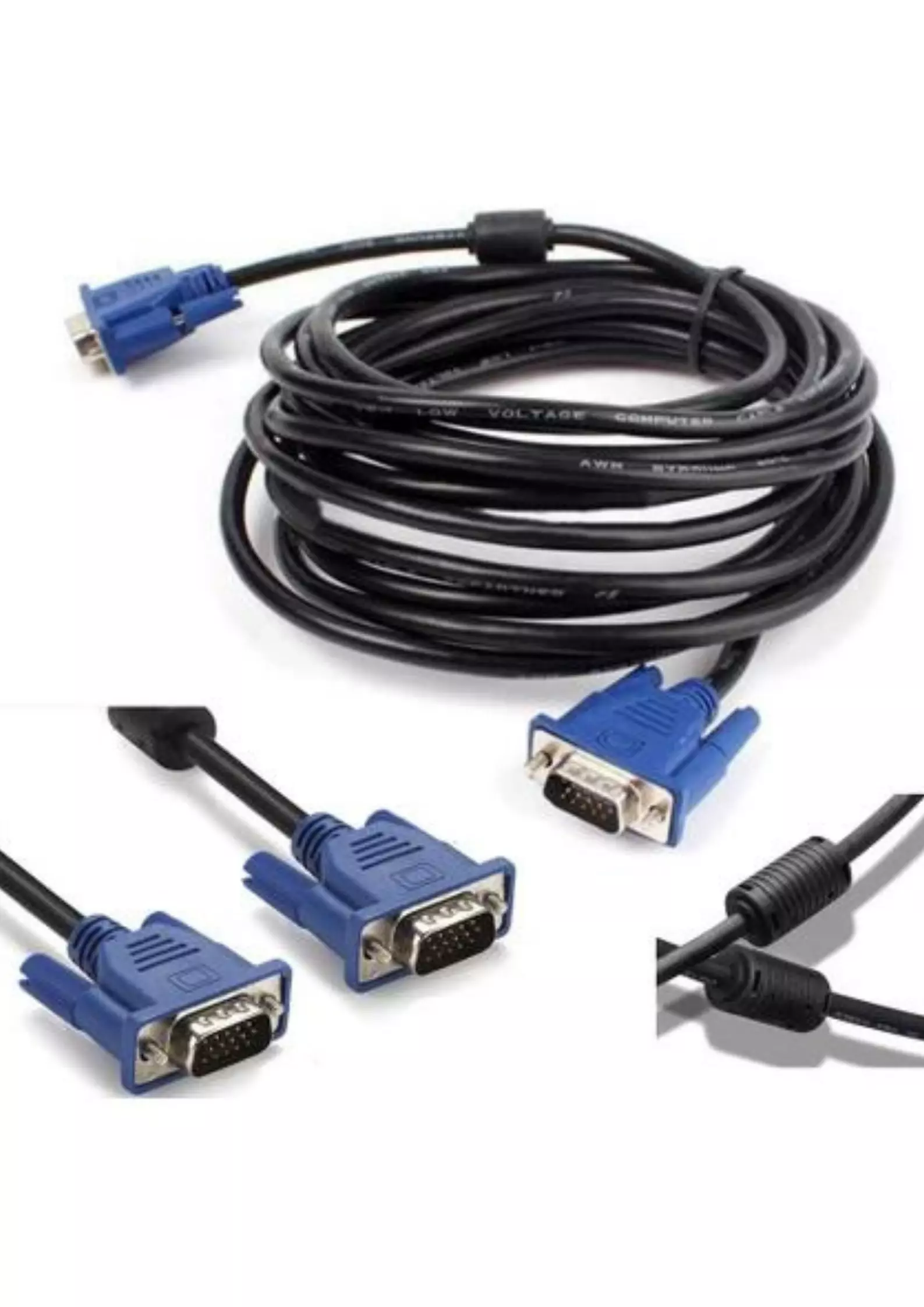 10M Orjinal VGA Görüntü Kablosu Projeksiyon Ekran Monitör LCD Tv - 10 Metre