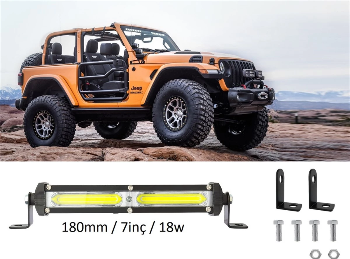 18w Cob Bar 180mm Led Off Road 12/24v Su Geçirmez Spot Tekne Çalışma Lambası