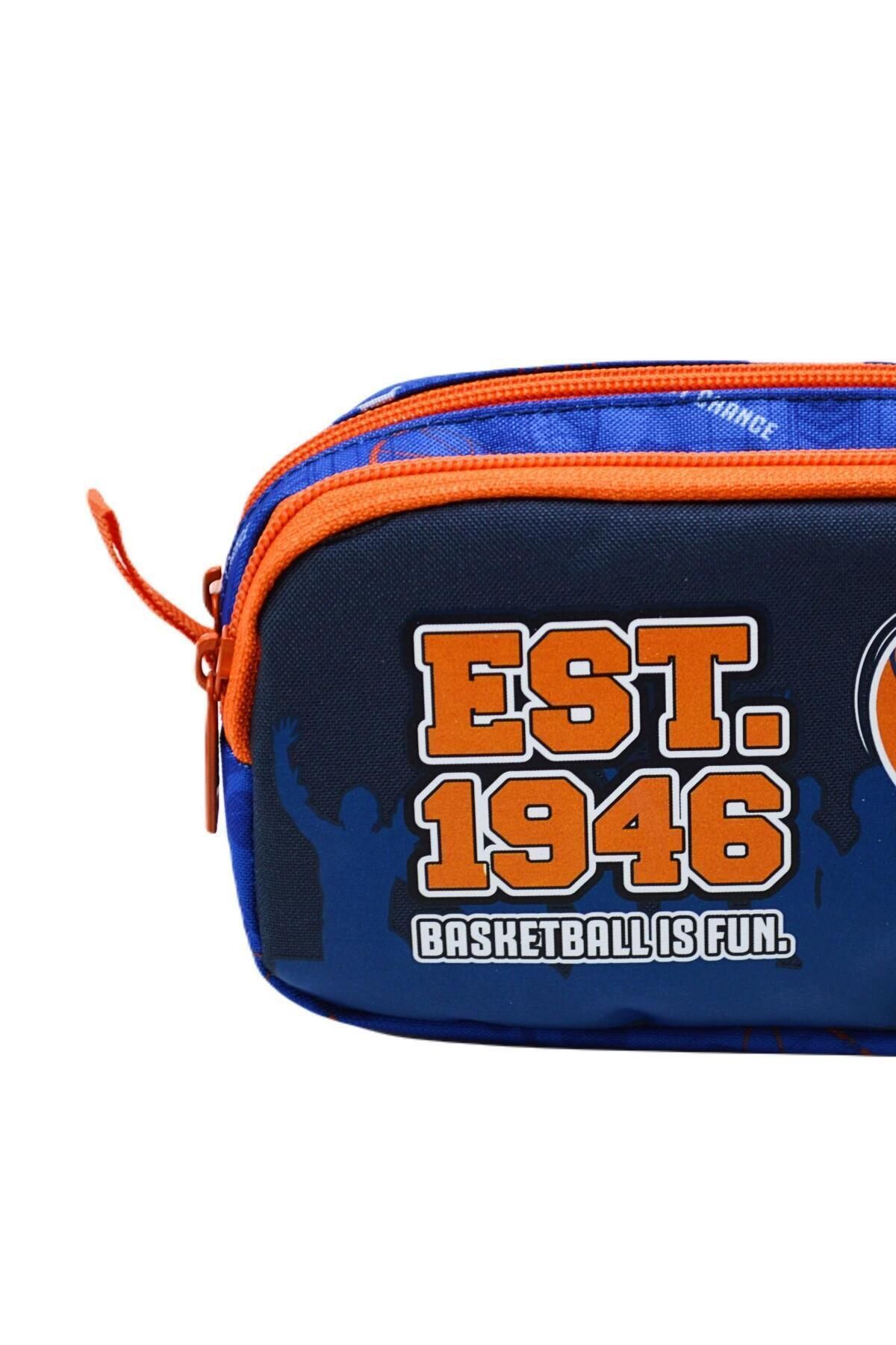 2 Bölmeli Basket İs Fun Kalem Çantası Mavi MU-9192