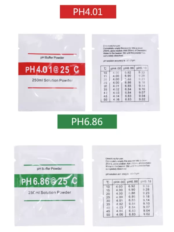 250 Ml Ph Tampon Çözelti Tozu Ph Test Ölçüm Cihazı Tedbir Kalibrasyon 4.01 6.86