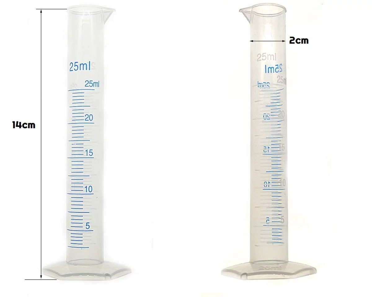 25ml ml Uzun Form Silindir Plastik Polipropilen Mezür Kabartma