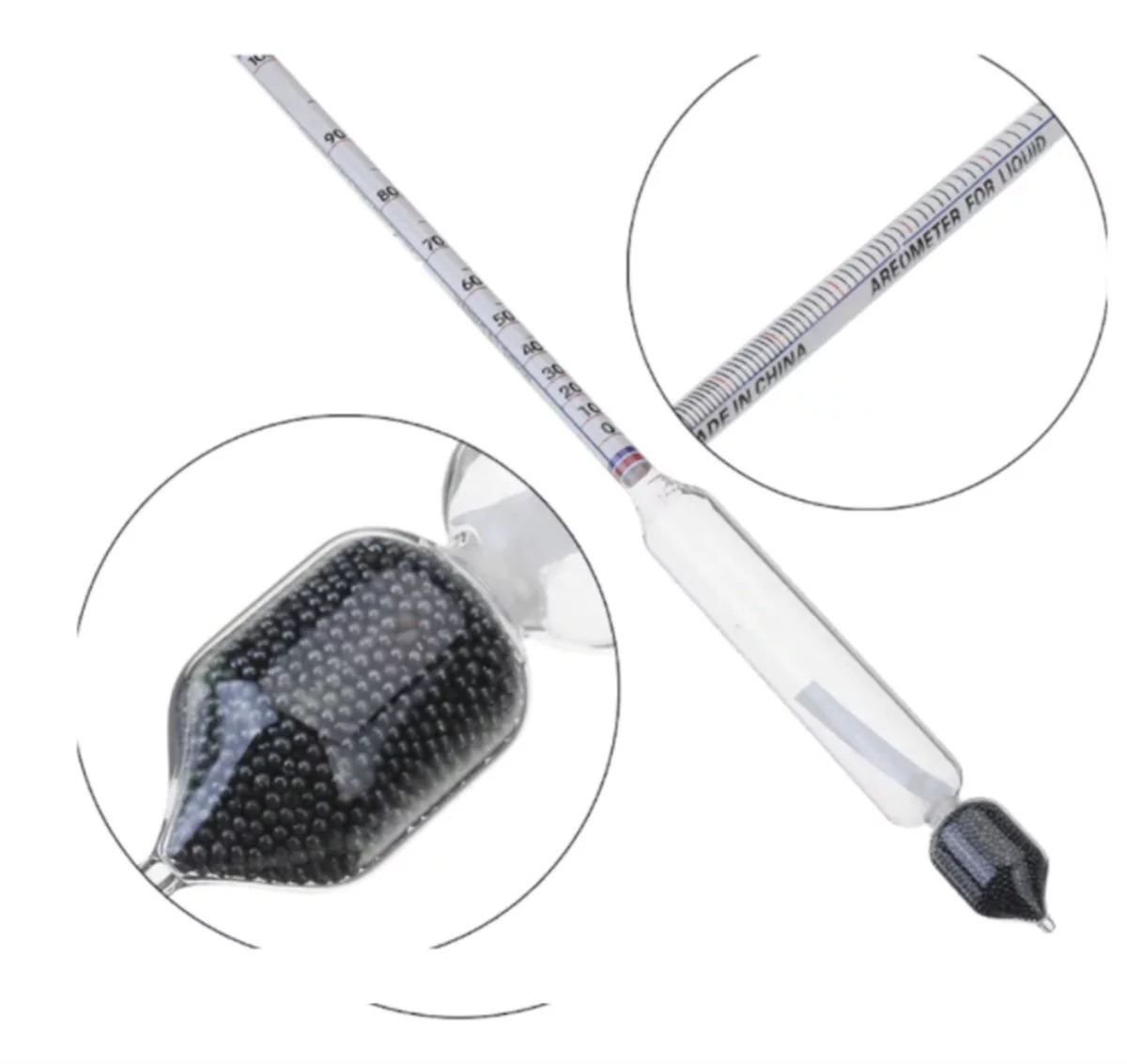 27CM Uzun Form Dansimetre Alkol-Metre 0-100 Derece Alkol Ölçer