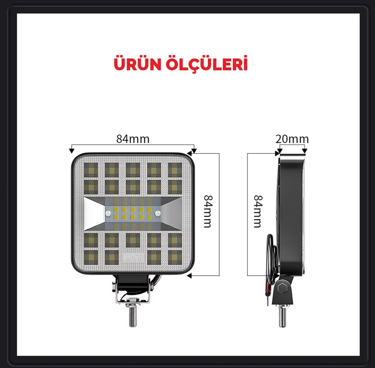 29 LED Kare Off Road Tekne Çalışma Lambası Spot Lambası 6500K