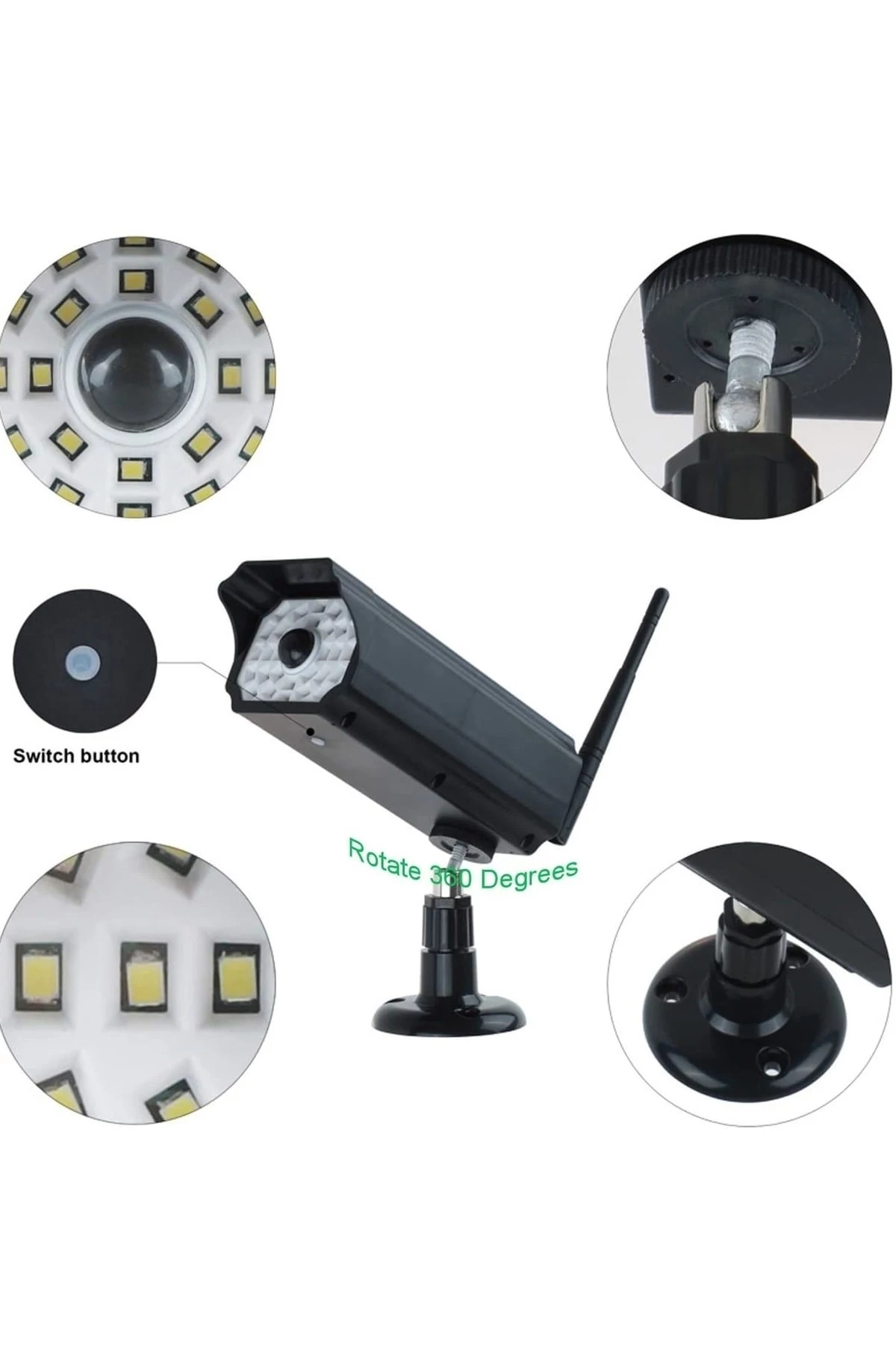 30led Siyah Kamera Görünümlü Solar Hareket Sensörlü Bahçe Duvar Garaj Aydınlatması