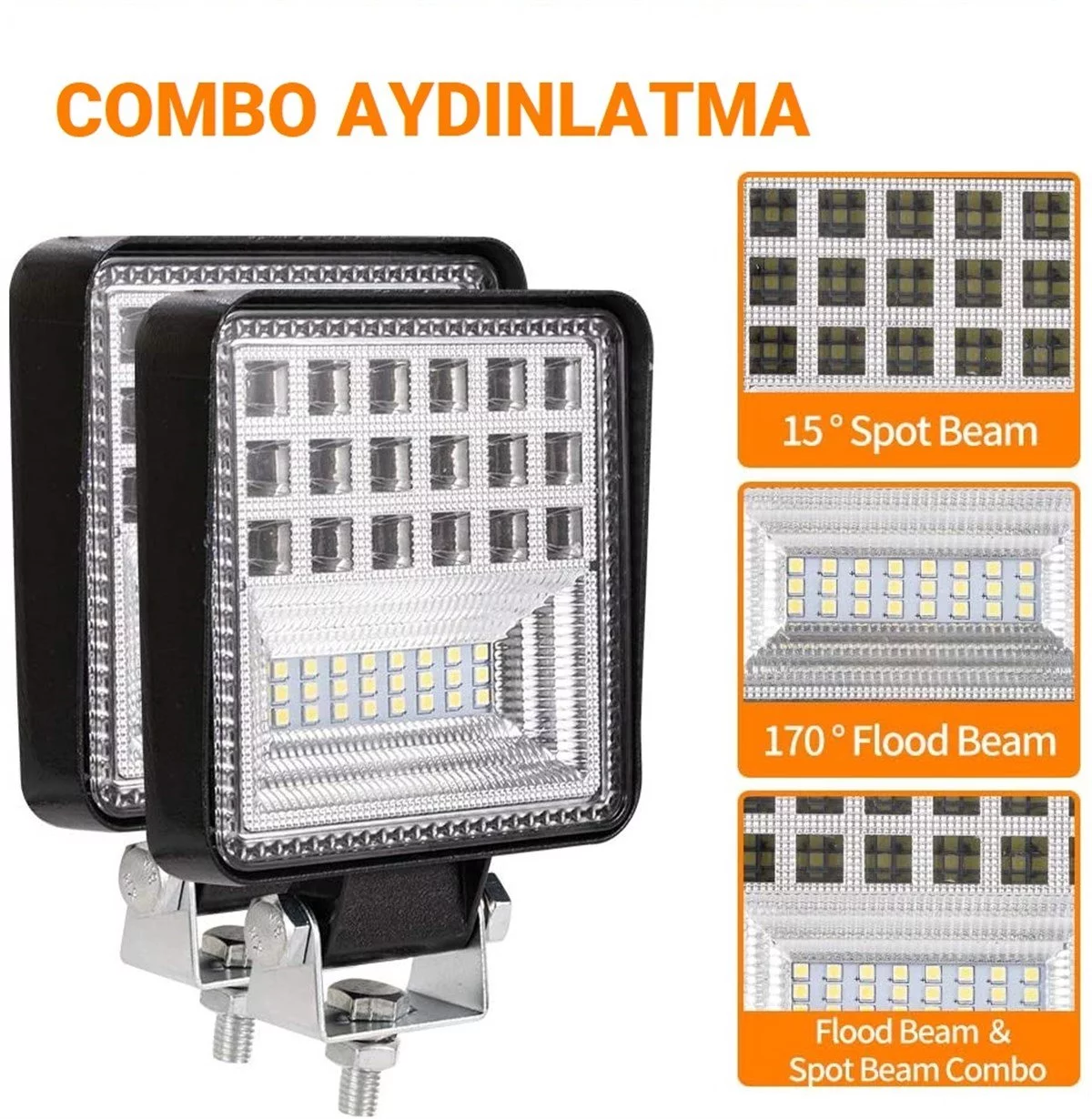 42 LED Combo Aydınlatma Off Road Tekne Çalışma Lambası 126W