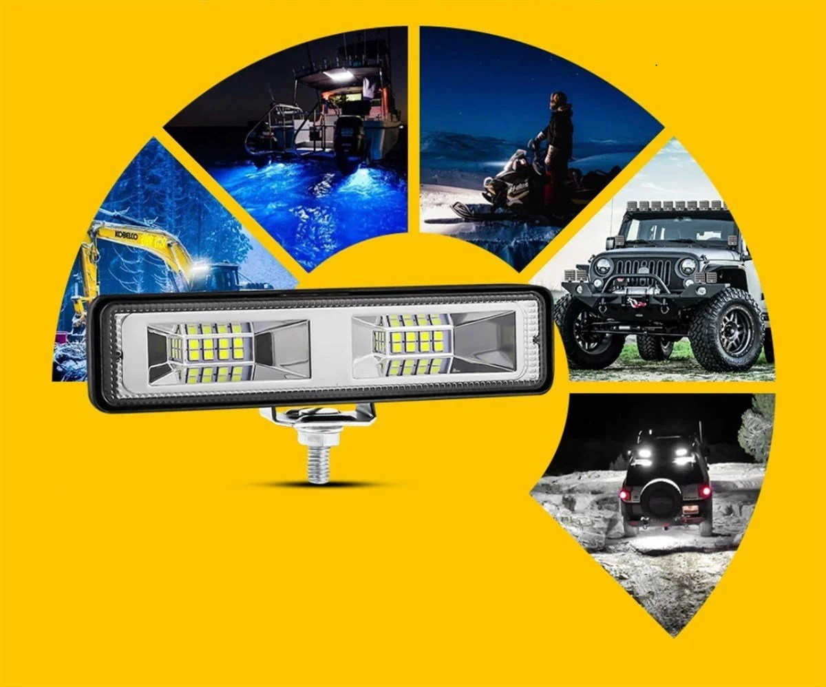 48w 16 Led Yatay 12-24v Off Road İş Lambası Beyaz Çalışma Tekne Traktör Araba Işığı