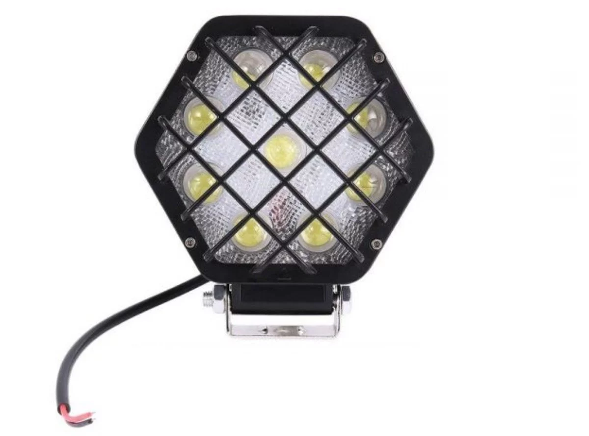 48w Altıgen Kafesli Siyah 16 LED Off Road Tekne Çalışma Lambası