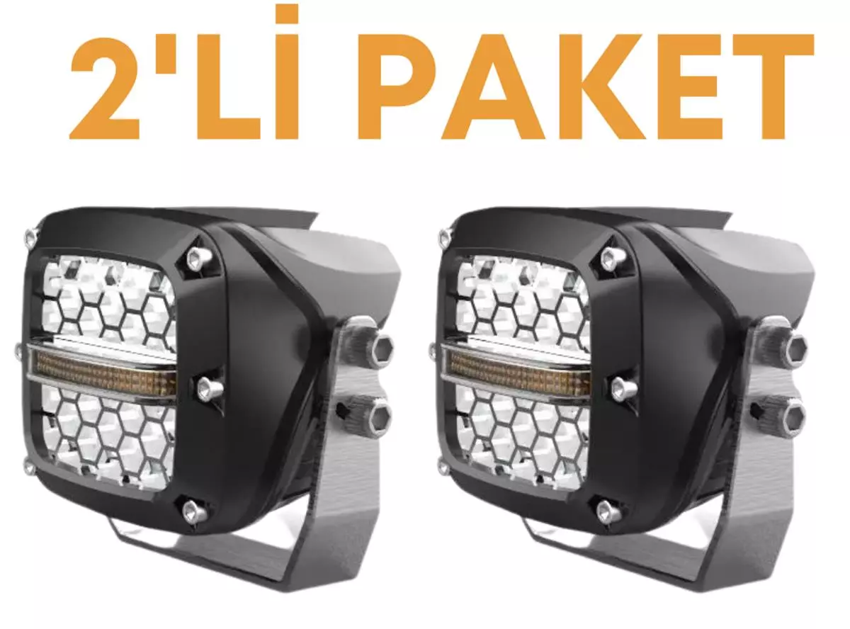 60W Beyaz Turuncu Petek Çalışma Tekne Led Sürüş Lambası Su Geçirmez Off Road Sis Farı