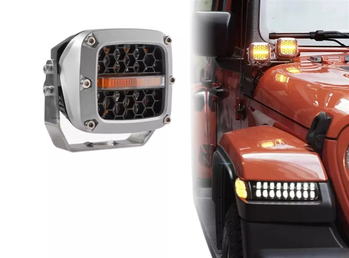 60W Beyaz Turuncu Petek Çalışma Tekne Led Sürüş Lambası Su Geçirmez Off Road Sis Farı