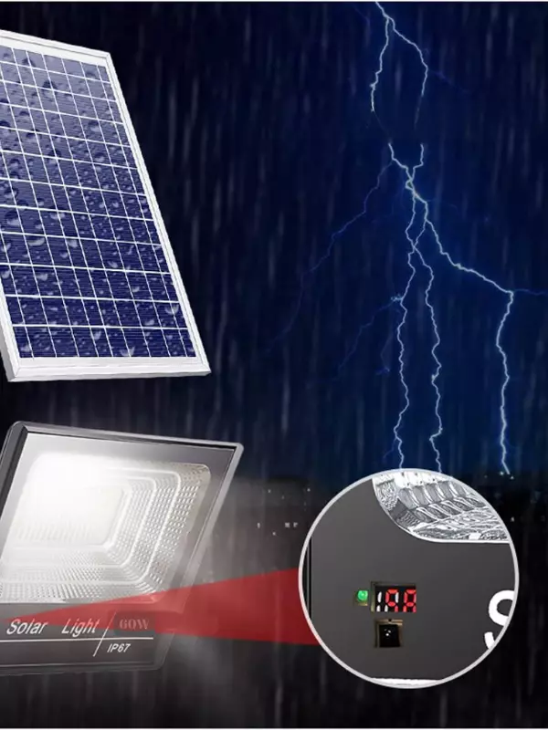 60w Solar Projektör Güneş Enerjili Sokak Armatürü Duvar Lambası
