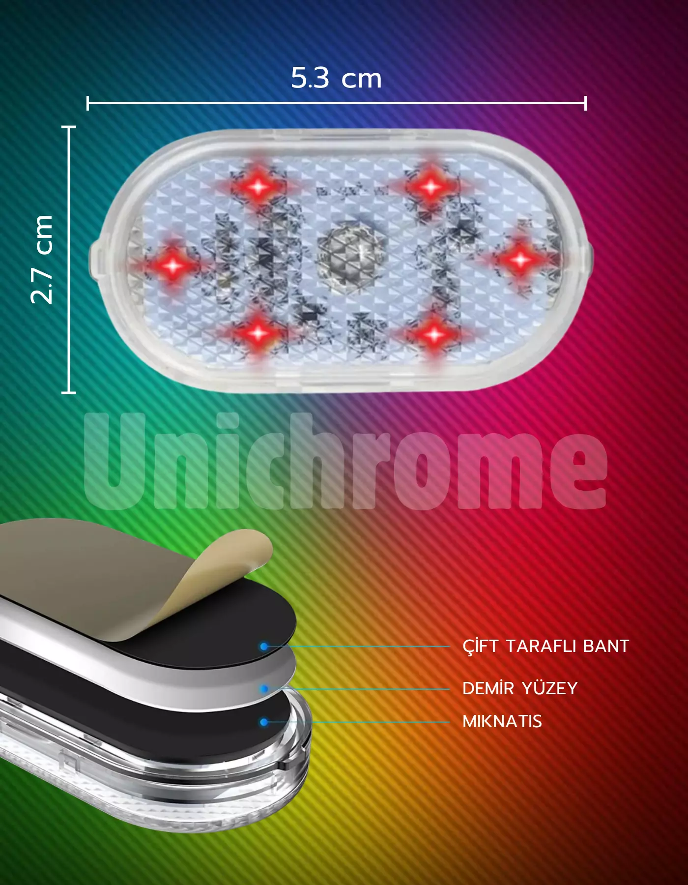 7 Renk Değişebilen Dokunmatik Sensörlü Mini 6 Led Lamba USB Şarj Edilebilir Mıknatıslı Aydınlatma