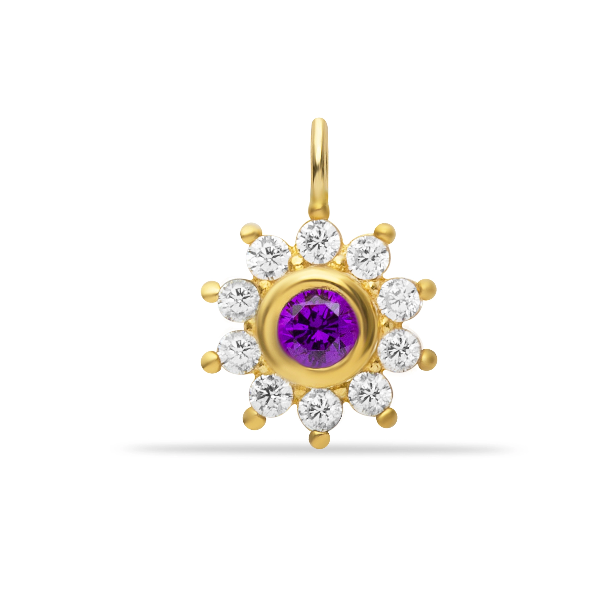 PURPLE STONE FLOWER PENDANT CHARM