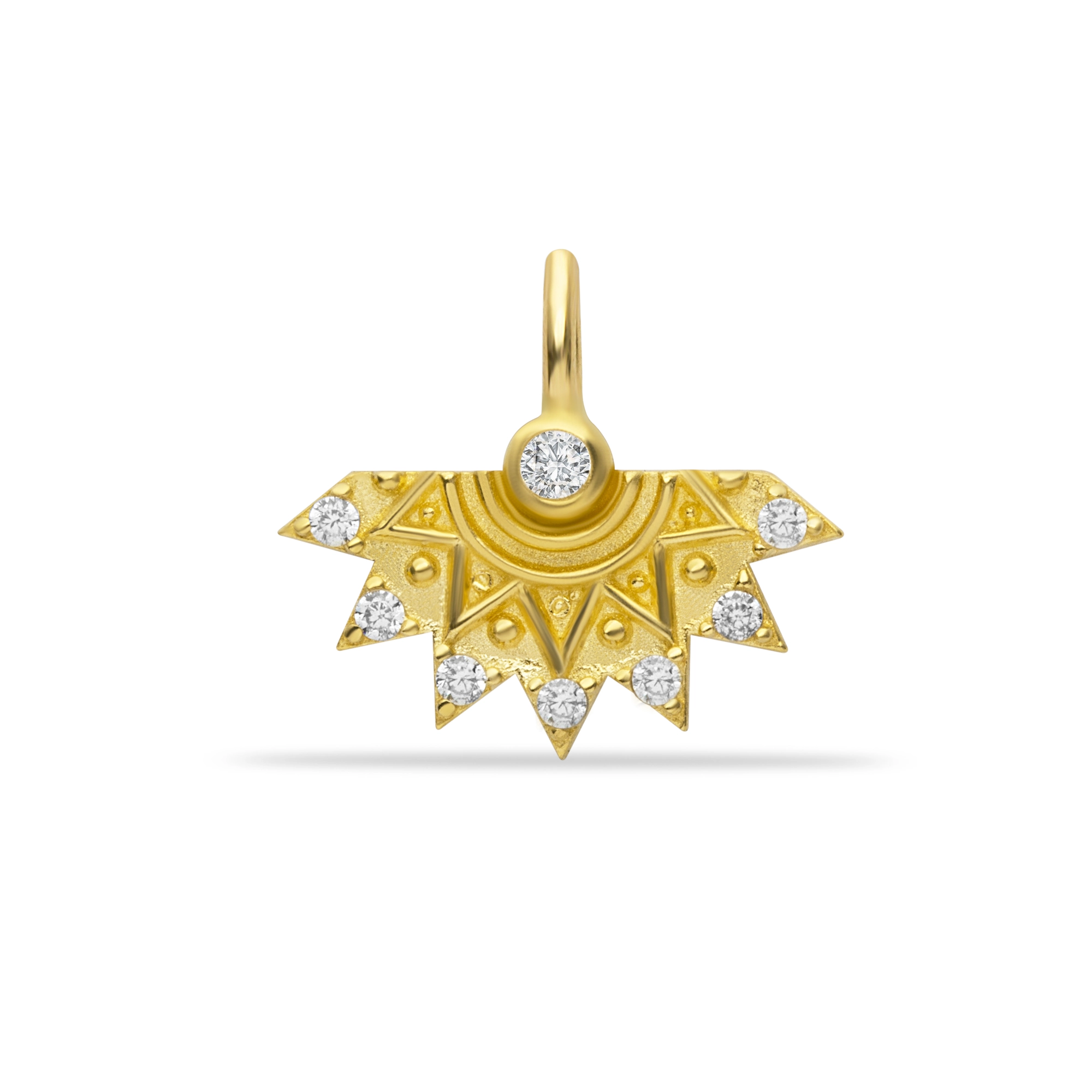 STONE-STUDDED FAN PENDANT CHARM