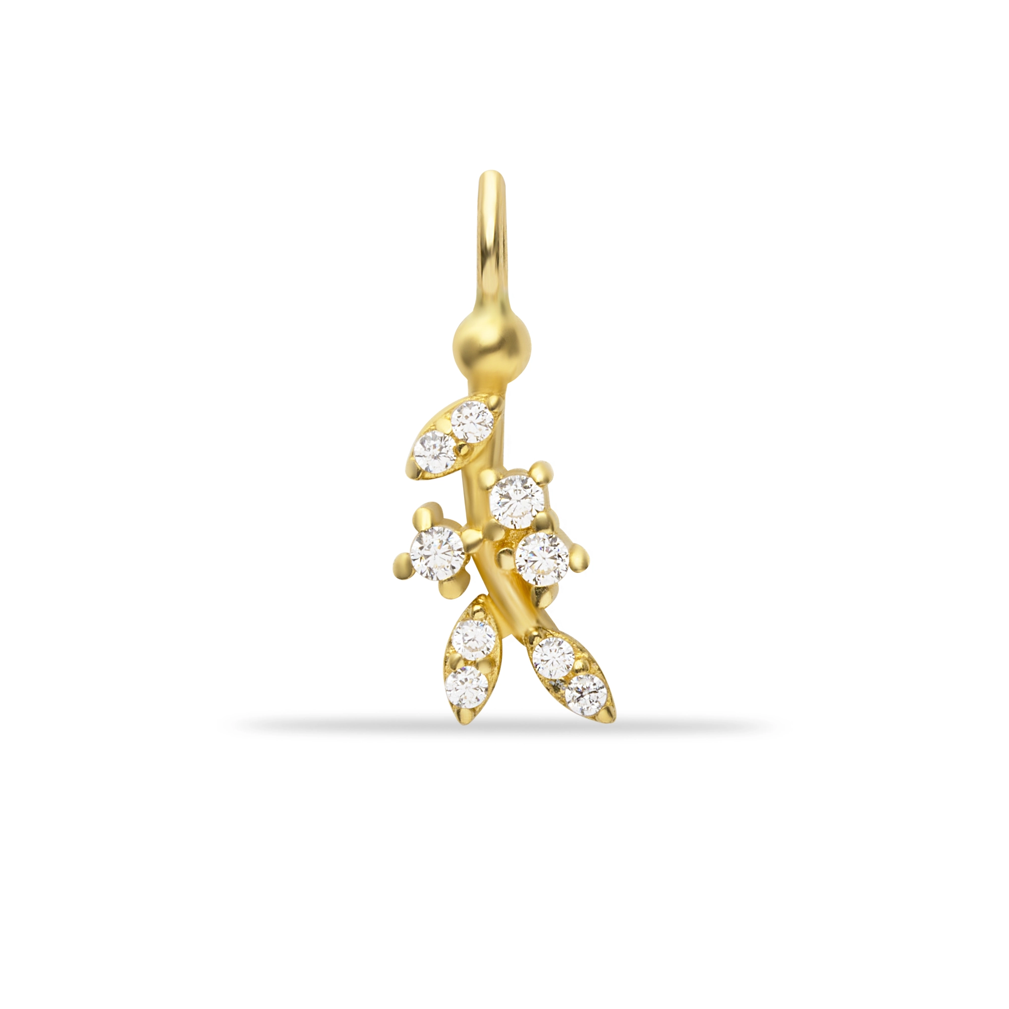 STONE-EMBELLISHED LEAF PENDANT CHARM