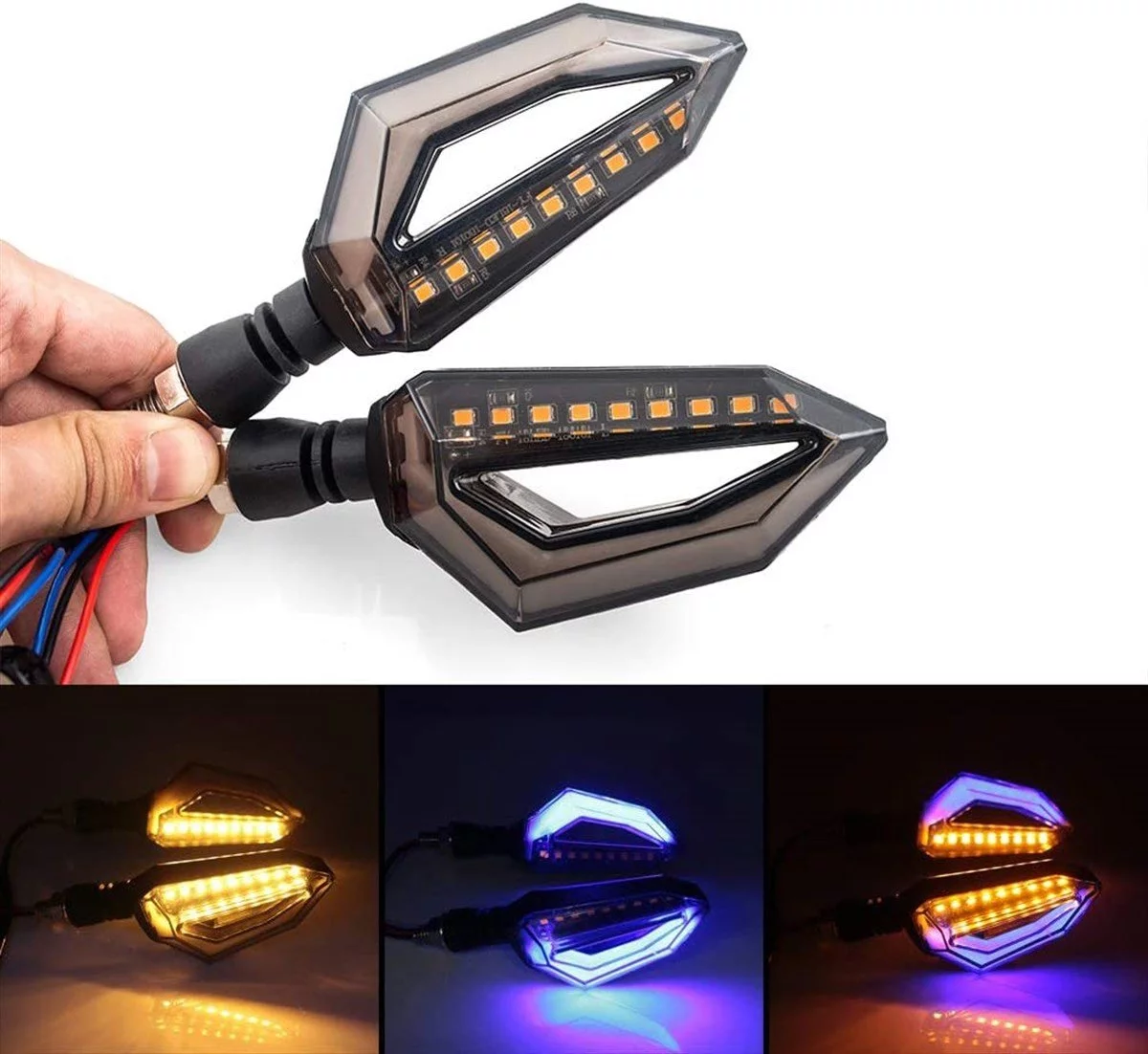 Amerikan Park Modüllü Çift Renk Motosiklet Sinyal LED Takımı 12V DRL Universal