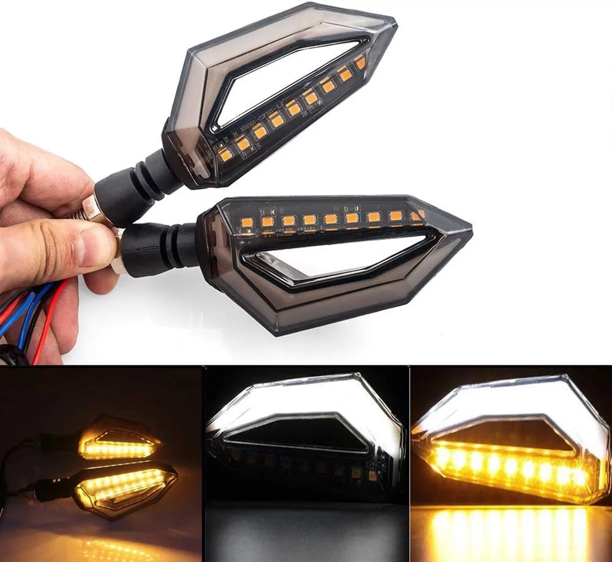 Amerikan Park Modüllü Çift Renk Motosiklet Sinyal LED Takımı 12V DRL Universal