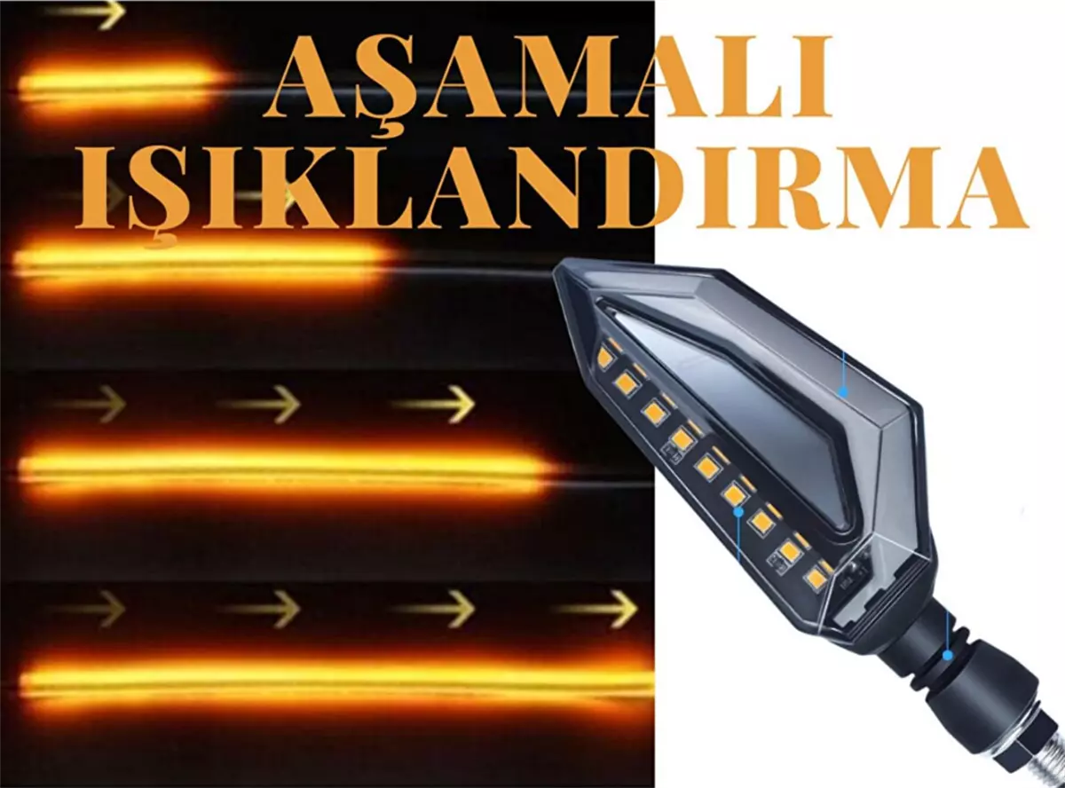 Amerikan Park Modüllü Kıskaç Model Motosiklet Kayar Sinyal Led Takımı