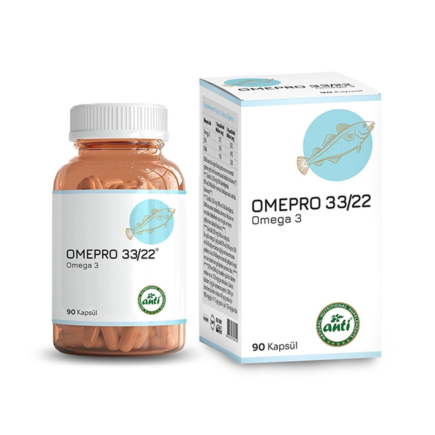 Anti OmePro® 3322 Omega 3 Balık Yağı(Trigliserit ) 90 Kap x 2 Adet