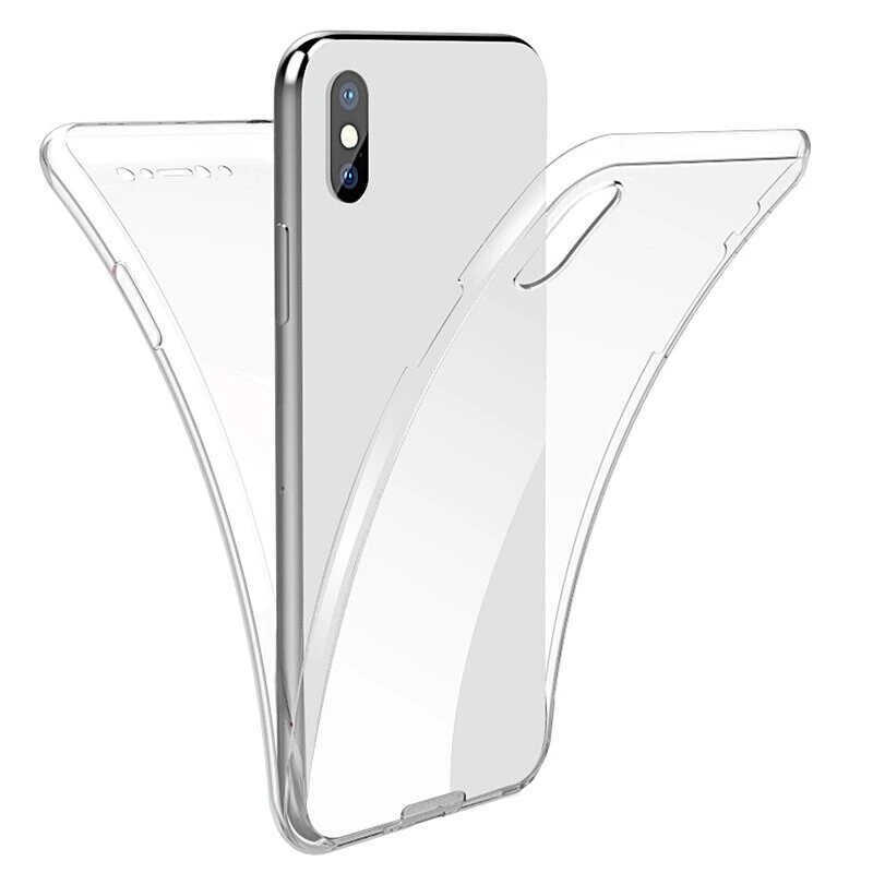 Apple iPhone X Kılıf 360 Tam Koruma Şeffaf Silikon