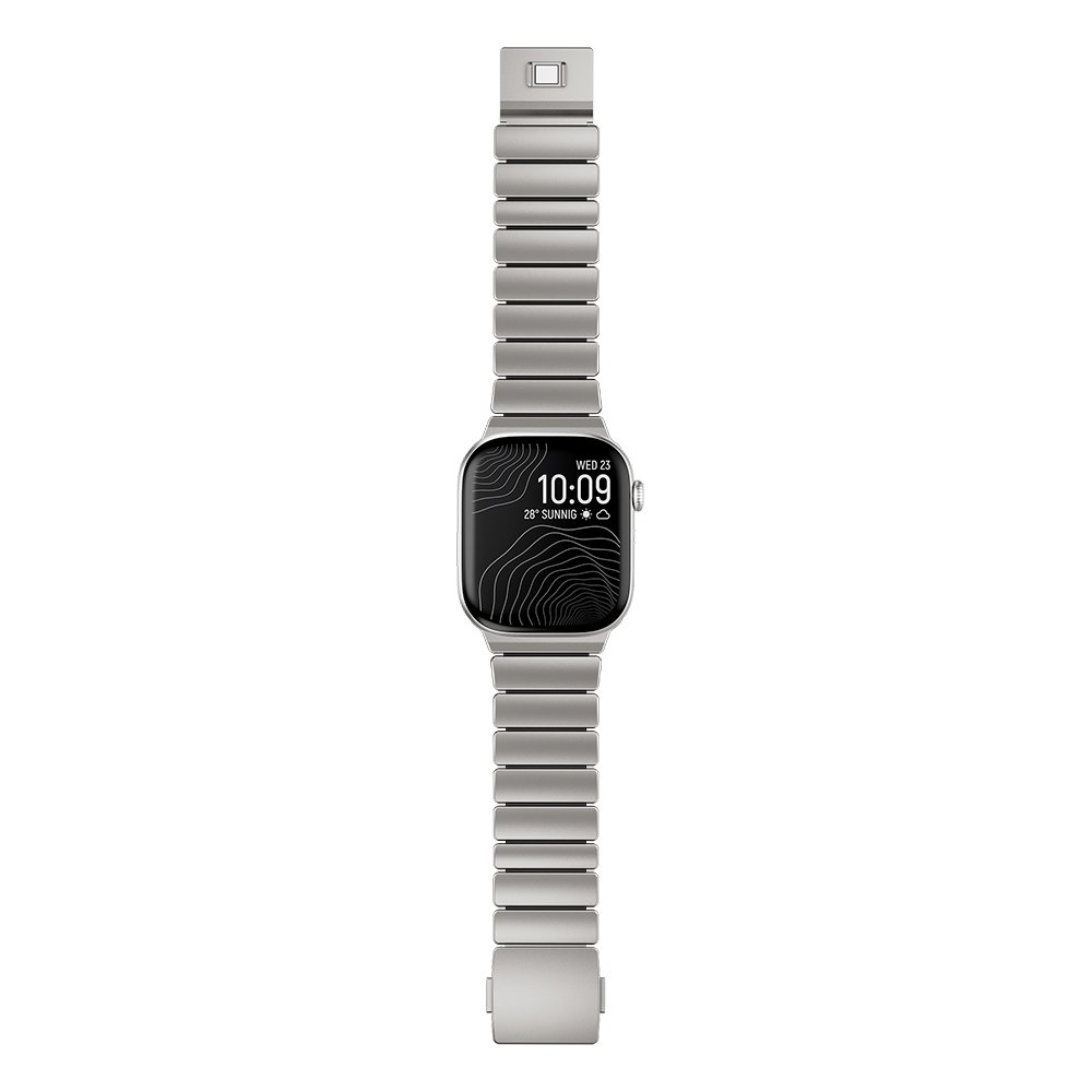Apple Watch 44mm Uyumlu Kordon Premium Metal Kasa Silikon İç Kısım Tasarım