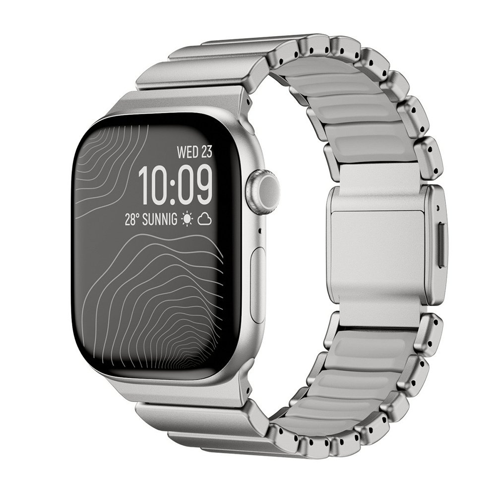Apple Watch 7 45mm Uyumlu Kordon Metal Kasa Silikon İç Kısım Tasarım