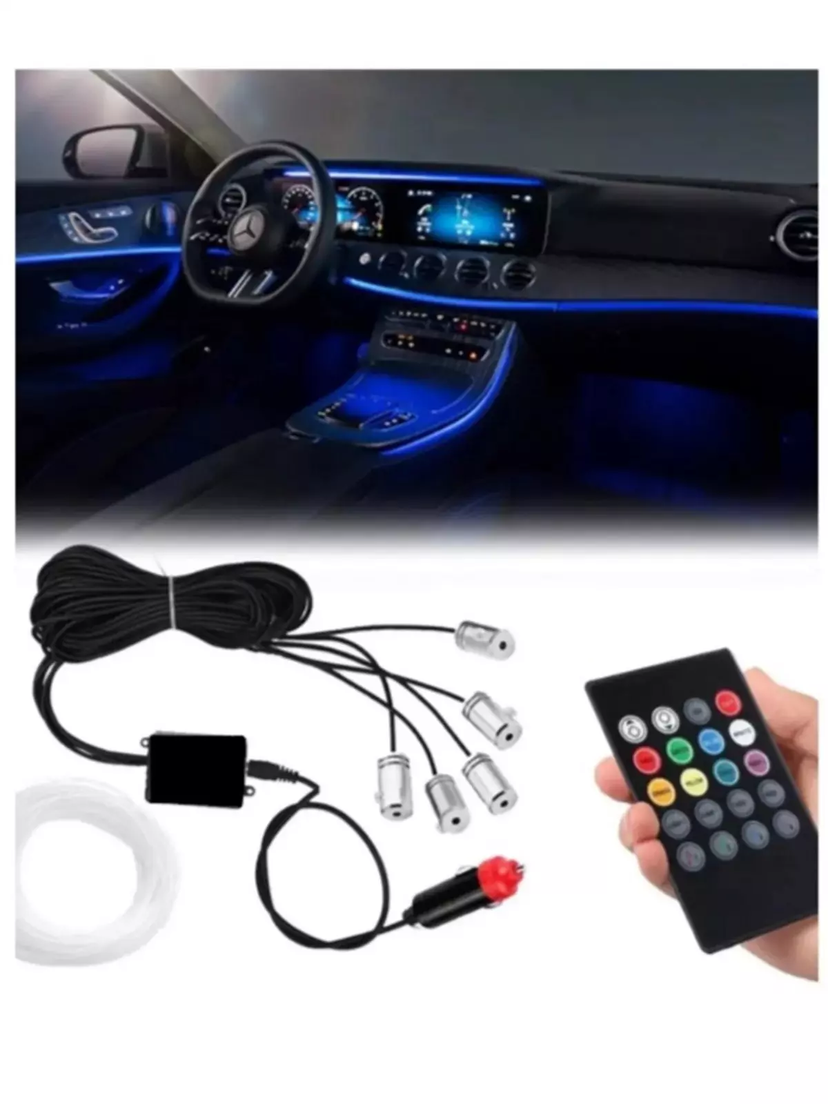 Araç Içi Atmosfer Ambiyans Led Neon Rgb Ip Neon Kumanda Kontrollü Çakmaklık Girişli