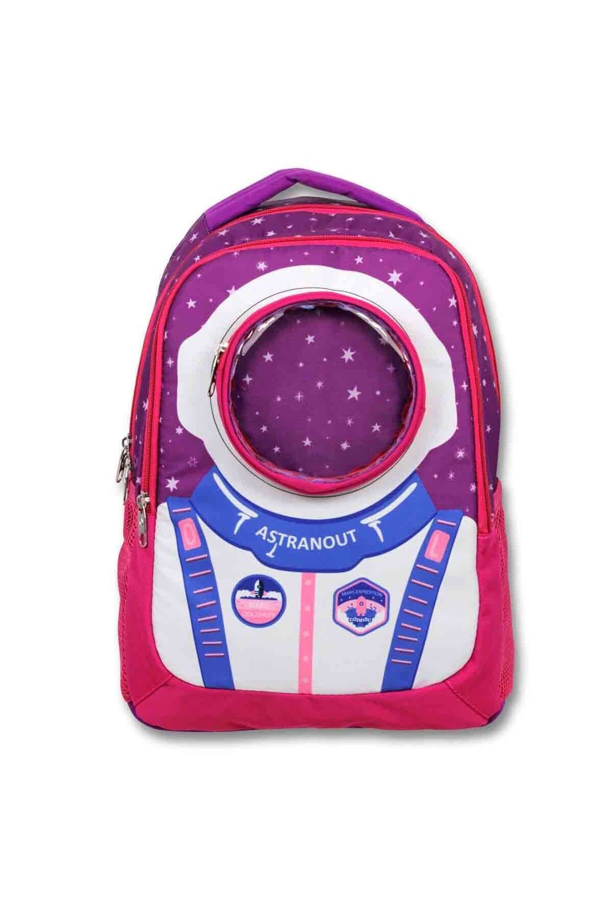 Astronot Desenli Pembe Okul Çantası 3010