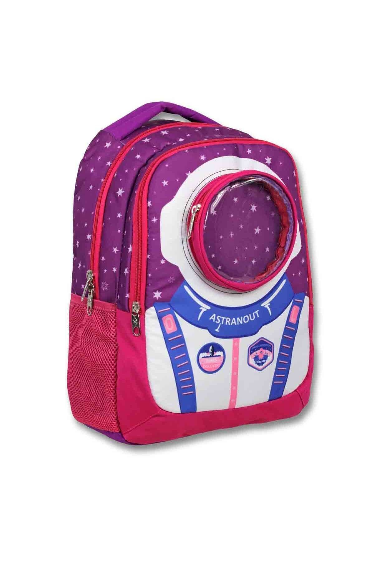 Astronot Desenli Pembe Okul Çantası 3010