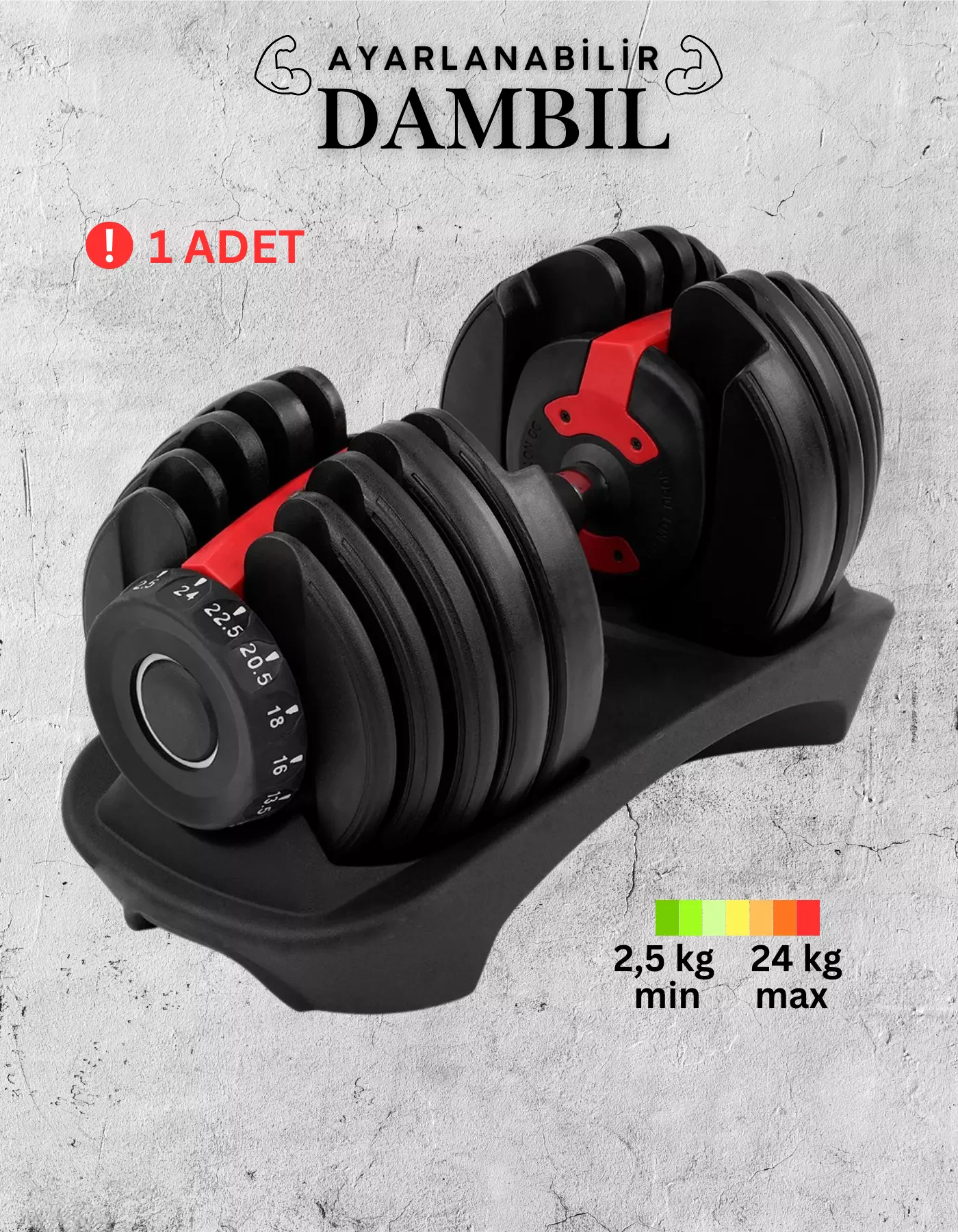 Ayarlanabilir Dambıl Seti - 24kg Tek Adet