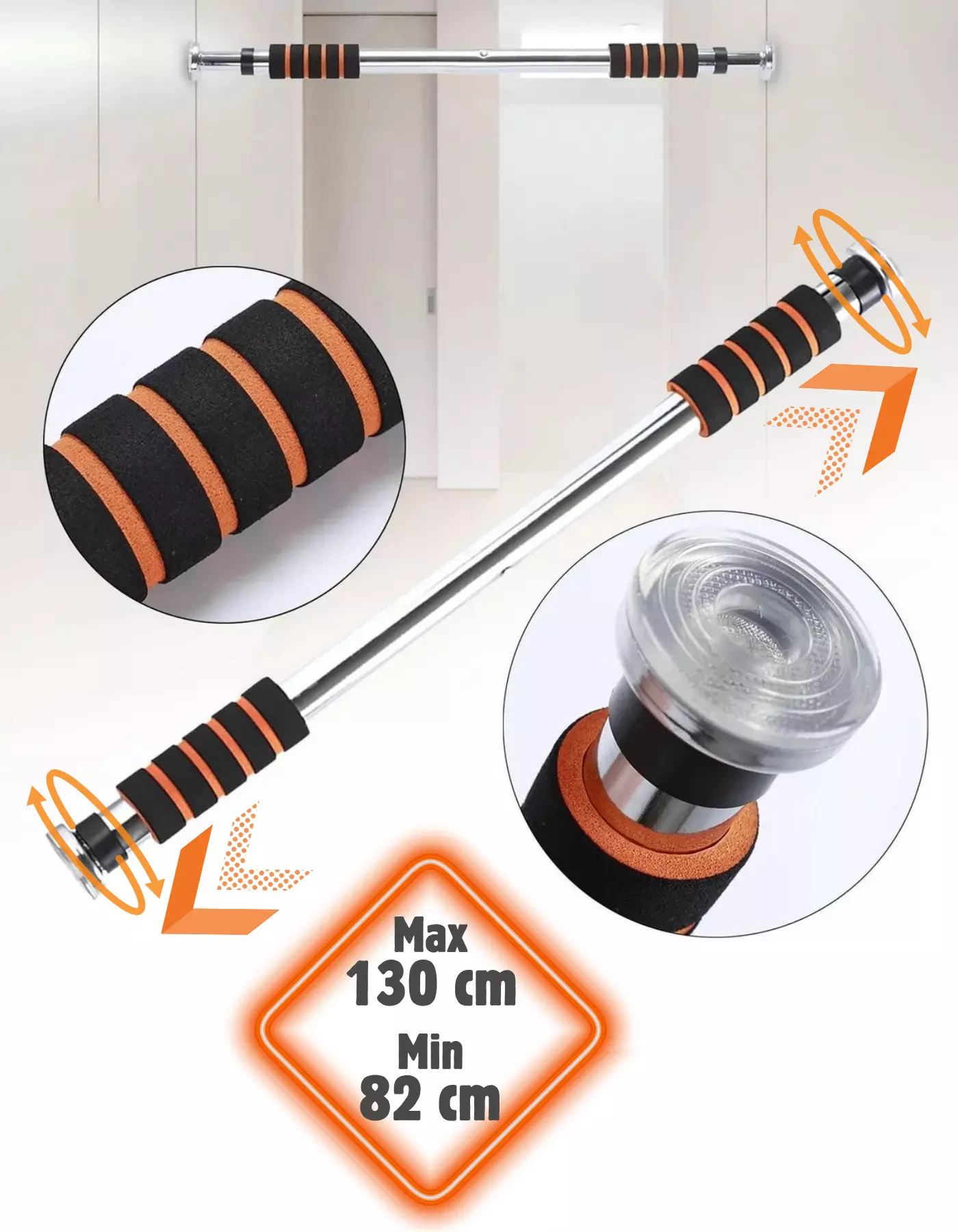 Barfiks Çubuğu 82-130cm Çift Süngerli Ayarlanabilir Koridor Barfiksi