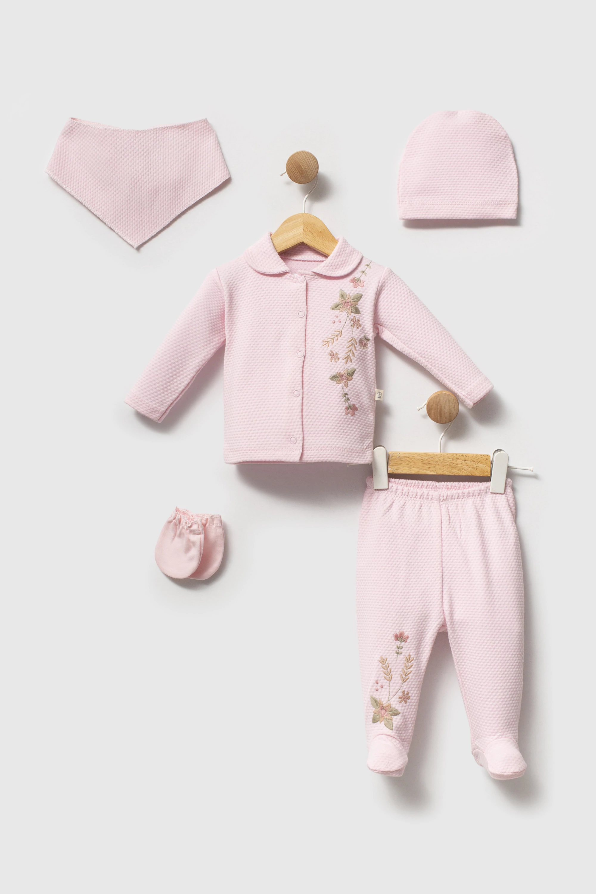 Bebelinna 5550  5'li Penye Zıbın Set 0-3 Ay Pembe